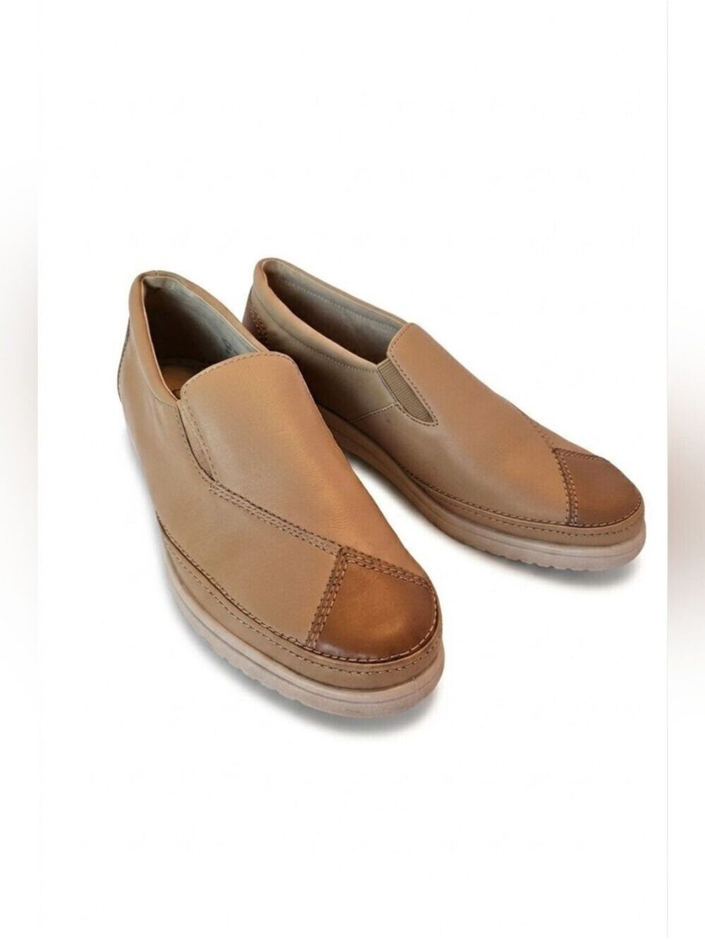 Rohde Brown and Beige Buttery Leather Wedge Slip-On Shoes, NWOT, Size 6